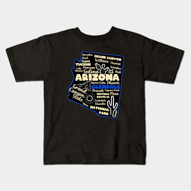 Arizona Glendale map arizona state usa arizona tourism Glendale tourism Kids T-Shirt by BoogieCreates